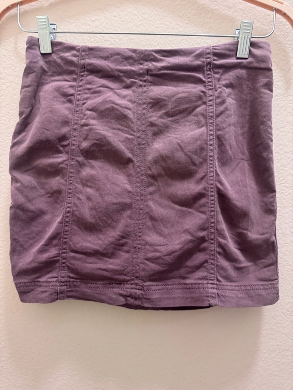 Free People Lavender Mauve Stretch Denim Mini Skirt, Size 6 - Picture 2 of 5
